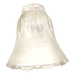 Vintage Frosted Glass Ruffled Lamp Shade Replacement, Diamond Crisscross Bell Li